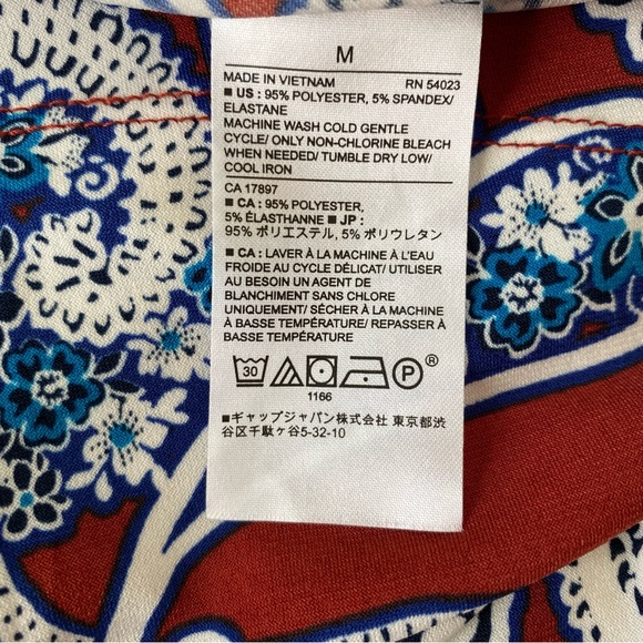 Banana Republic Paisley Medium Dress Red White Blue Stretch Summer Dress - Picture 6 of 15